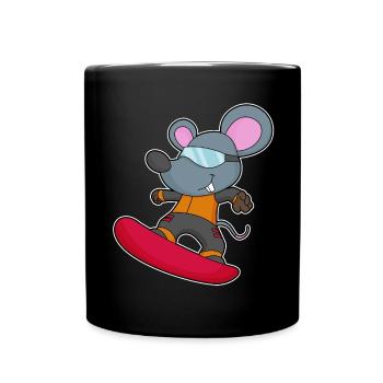 Maus Snowboarder Snowboard - Tasse einfarbig - Schwarz - Vorne