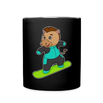 Pferd Snowboarder Snowboard - Tasse einfarbig - Schwarz - Vorne
