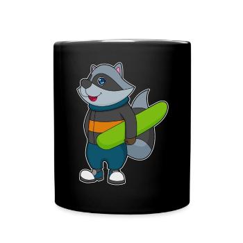 Waschbär Snowboarder Snowboard - Tasse einfarbig - Schwarz - Vorne