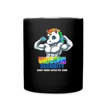 Papacorn Dad Unicorn Security Dont Mess With My - Tasse einfarbig - Schwarz - Vorne