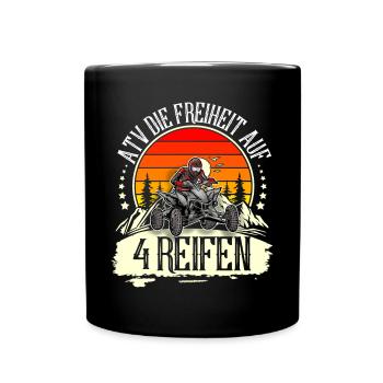 Quad ATV Offroad Quadfahrer - Tasse einfarbig - Schwarz - Vorne