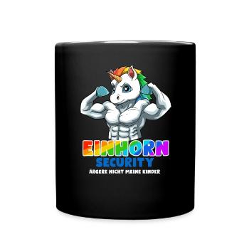 Vater Einhorn Security Papa - Ärgere Nicht Meine - Tasse einfarbig - Schwarz - Vorne