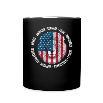 Patriotic Lion American Flag 4th Of July Leo Born - Full Colour Mug - black - Front