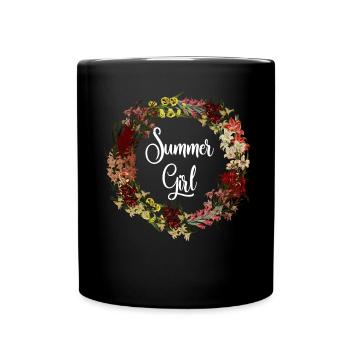 Summer Girl Gladious Flower Leo Zodiac Born In Aug - Full Colour Mug - black - Front
