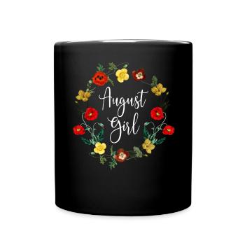August Birthday Girl Poppy Flowers Leo Born In Aug - Full Colour Mug - black - Front