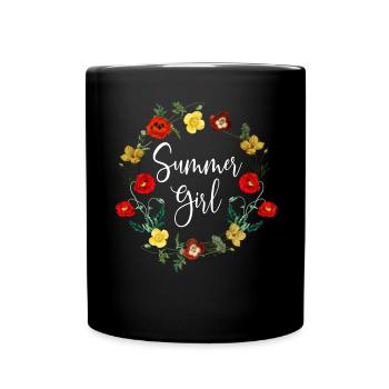 Summer Girl Poppy Flowers Leo Born In August Birth - Full Colour Mug - black - Front
