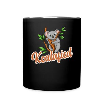 Koalafied - Qualified Pun Cute Funny Animal Koala - Full Colour Mug - black - Front