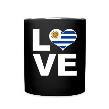 Ich liebe Uruguay Herz Flagge Uruguay - Tasse einfarbig - Schwarz - Vorne