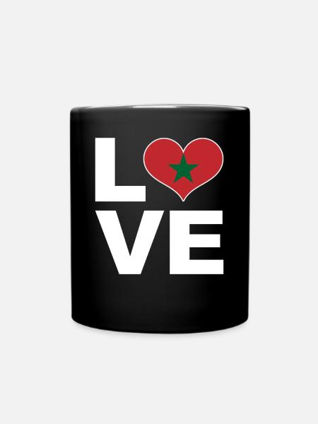 J’aime le Maroc coeur drapeau Maroc - Mug uni - noir