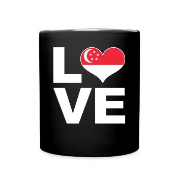 Ich liebe Singapur Herz Flagge Singapur - Tasse einfarbig - Schwarz - Vorne
