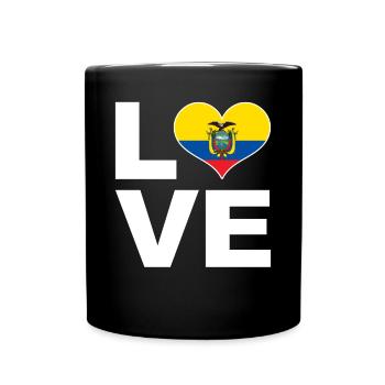 Ich liebe Ecuador Herz Flagge Ecuador - Tasse einfarbig - Schwarz - Vorne