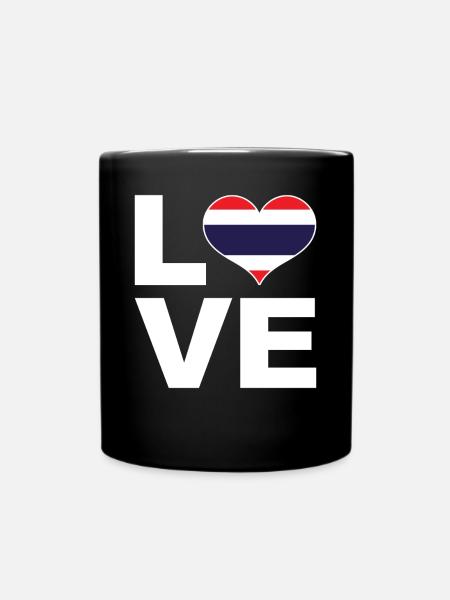 Ich liebe Thailand Herz Flagge Thailand - Tasse einfarbig - Schwarz