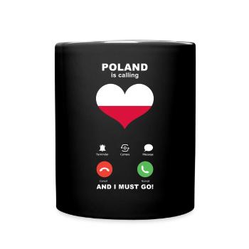 Poland is calling Poland Heart Souvenir - Full Colour Mug - black - Front