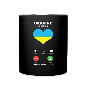 Ukraine is calling Ukraine Heart Souvenir - Full Colour Mug - black - Front
