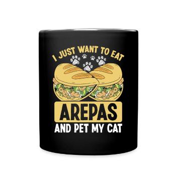 Colombian Food Arepas Lover Pet my Cat Owner - Full Colour Mug - black - Front