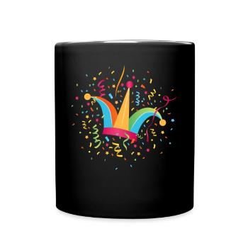 Narrenkappe Konfetti Karneval Fasching Fasnacht - Tasse einfarbig - Schwarz - Vorne