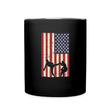 Patriotischer Kickboxer. Usa Kickboxen - Tasse einfarbig - Schwarz - Vorne