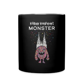 Kölner Konfetti Monster Köln Dom Karneval Fasnacht - Tasse einfarbig - Schwarz - Vorne