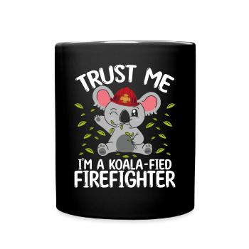 Koala Firefighter Rescue Team Night Shift Fire - Full Colour Mug - black - Front