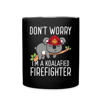 Firefighter Fire Hose Koala Rescueer Firefighter - Full Colour Mug - black - Front