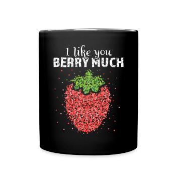 Erdbeere Kostümersatz Karneval Fasching Geschenk - Tasse einfarbig - Schwarz - Vorne