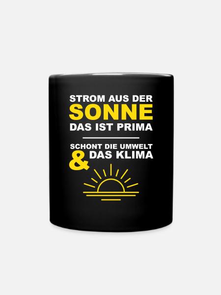 Umweltschutz Klimaschutz Solar - Tasse einfarbig - Schwarz