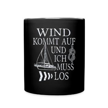 Segelboot im wind segeln - Tasse einfarbig - Schwarz - Vorne