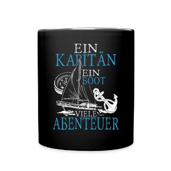 Ein kapitän ein boot viele abenteuer - Tasse einfarbig - Schwarz - Vorne