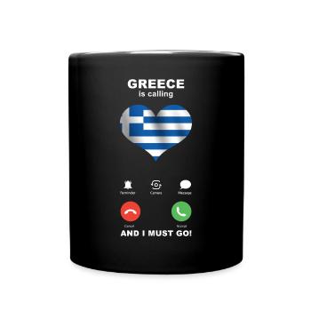 Griechenland is calling Griechenland Herz Souvenir - Tasse einfarbig - Schwarz - Vorne