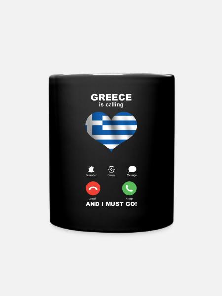 Greece is calling Greece Heart Souvenir - Full Colour Mug - black