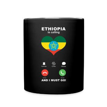 Ethiopia is calling Ethiopia Heart Souvenir - Full Colour Mug - black - Front
