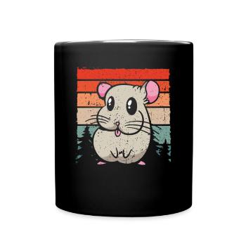 Süßer Chinchilla Vintage - Tasse einfarbig - Schwarz - Vorne