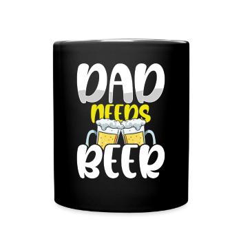 Papa Braucht Bier - Tasse einfarbig - Schwarz - Vorne