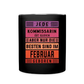 Polizist Geburtstag Februar geboren Kommissarin - Tasse einfarbig - Schwarz - Vorne