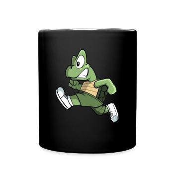 Sport Schildkröte rennt - Tasse einfarbig - Schwarz - Vorne