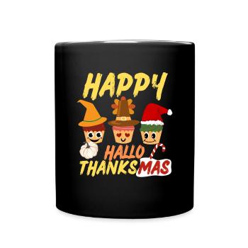 Happy Hallothanksmas Holiday Cupcakes Geschenk - Tasse einfarbig - Schwarz - Vorne