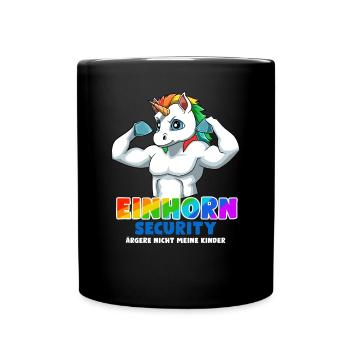 Vater Einhorn Security Papa - Ärgere Nicht Meine - Tasse einfarbig - Schwarz - Vorne