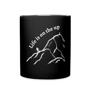 Life is on the up - Mountains - Tasse einfarbig - Schwarz - Vorne