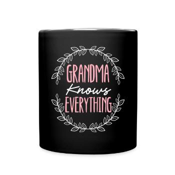 Oma weiß alles Großmutter Großmutter - Tasse einfarbig - Schwarz - Vorne