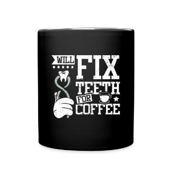 Réparera les dents pour le dentiste au café - Mug uni - noir - Devant