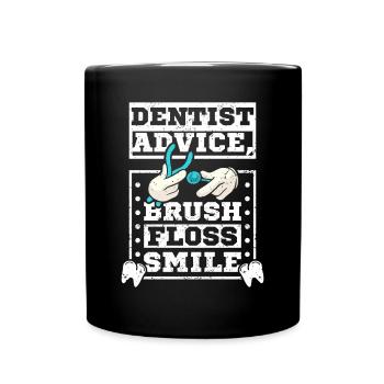 Conseils du dentiste brosse à fil dentaire sourire - Mug uni - noir - Devant