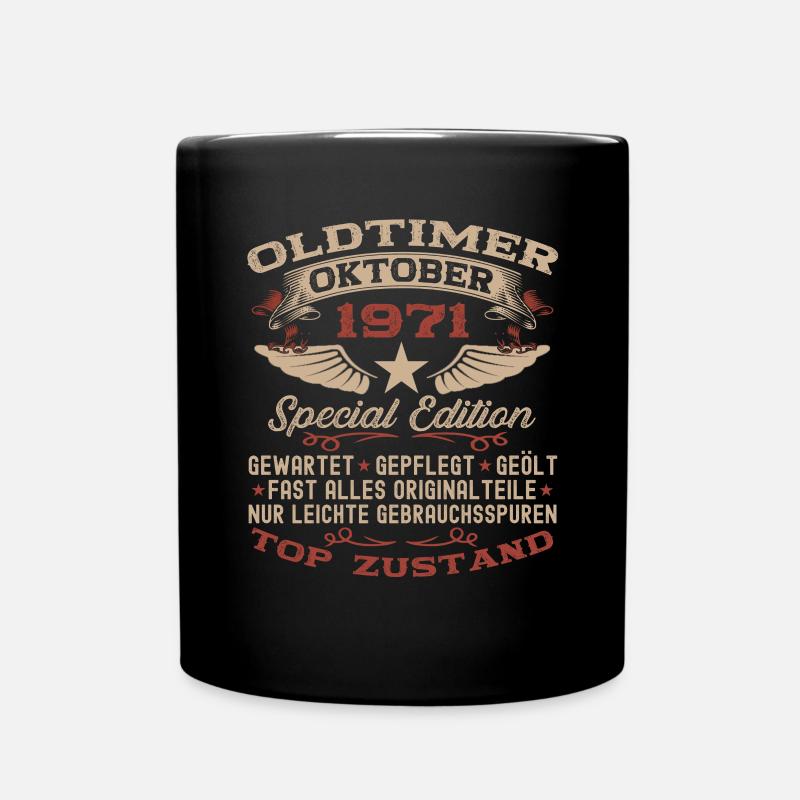 Oldtimer Oktober 1971 51. Geburtstag Geschenk - Tasse einfarbig - Schwarz