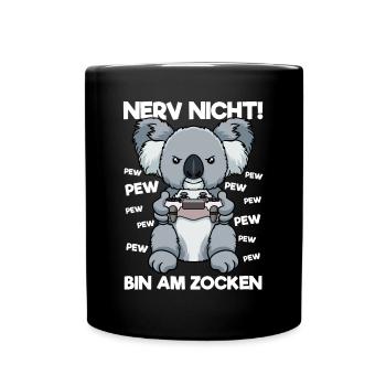 Nerv nicht bin am Zocken Gaming Koala - Tasse einfarbig - Schwarz - Vorne