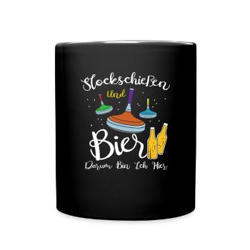 Stockschießen und Bier - Tasse einfarbig - Schwarz - Vorne