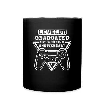 Level 1 Graduated 1st Wedding Anniversary Marriage - Tasse einfarbig - Schwarz - Vorne