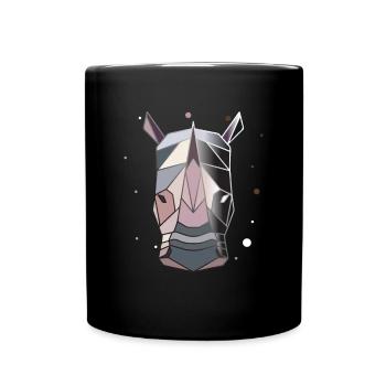 Nashorn Polygon Kunst Tier Geometrie - Tasse einfarbig - Schwarz - Vorne