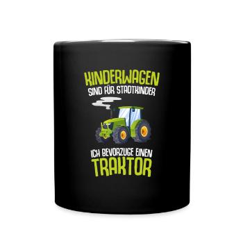 Ich bevorzuge einen Traktor - Tasse einfarbig - Schwarz - Vorne