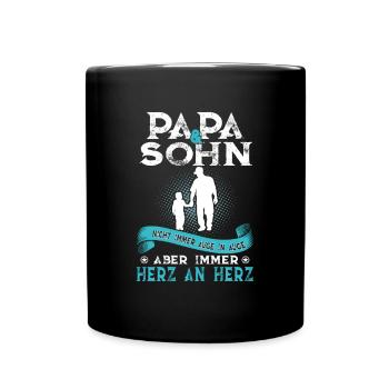 Dad and son not always eye to eye but always - Full Colour Mug - black - Front