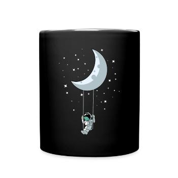 Astronaut Schaukel Mond - Tasse einfarbig - Schwarz - Vorne
