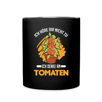 Tomaten Geschenk Tomatenzüchter Paradeiser - Tasse einfarbig - Schwarz - Vorne